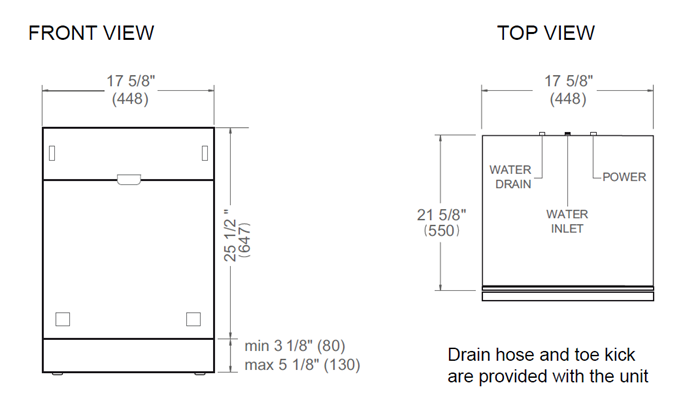 18 inch Dishwasher Standard Tub Panel Ready, 8 place settings, 51 dB, 6 wash cycles | Bertazzoni